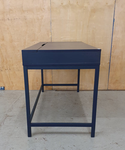 IKEA ALEX Navy Blue Desk with Back Panel Section and 2 Drawers - 103908