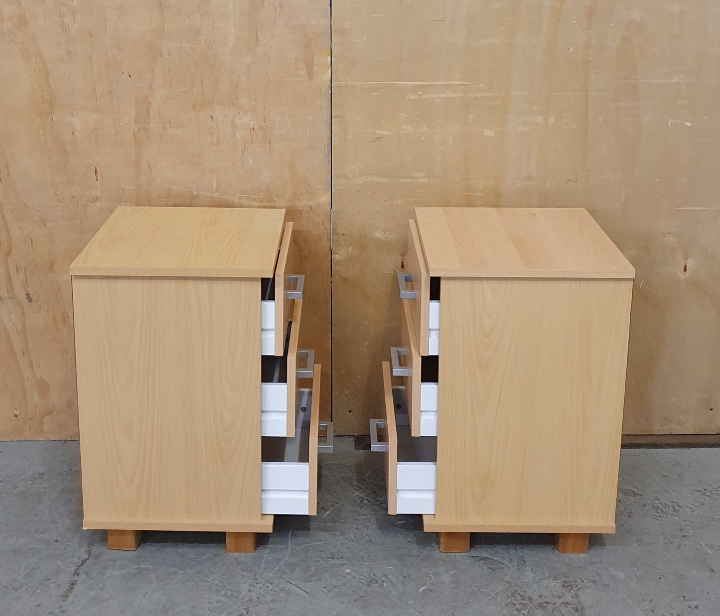 2 Matching 3 Drawer Wood Bedside Cabinets - EL104913 / EL104914