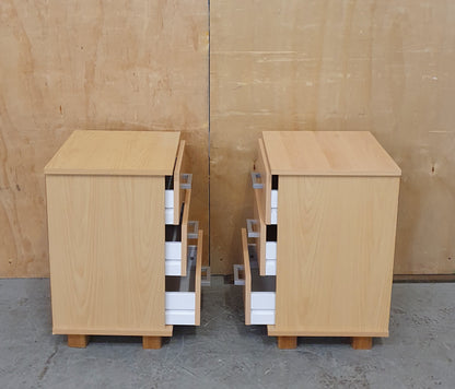 2 Matching 3 Drawer Wood Bedside Cabinets - EL104913 / EL104914