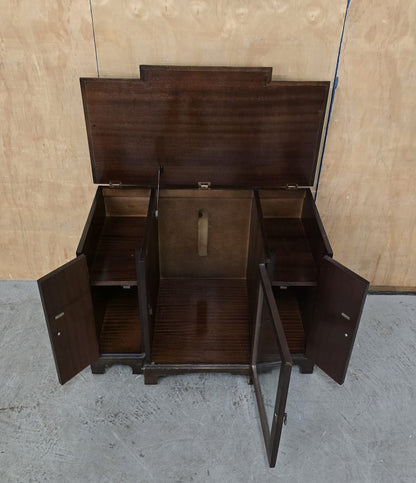 Vintage Mahogany Cabinet with 3 Doors and Open Top - 140925-04