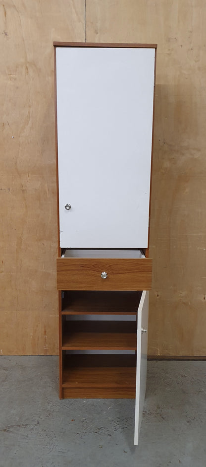 Slim Wood Wardrobe with 2 Doors and Central Drawer - 104598