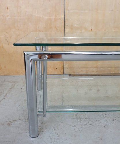 2 Tier Large Glass Top Chrome Frame Coffee Table - 103068