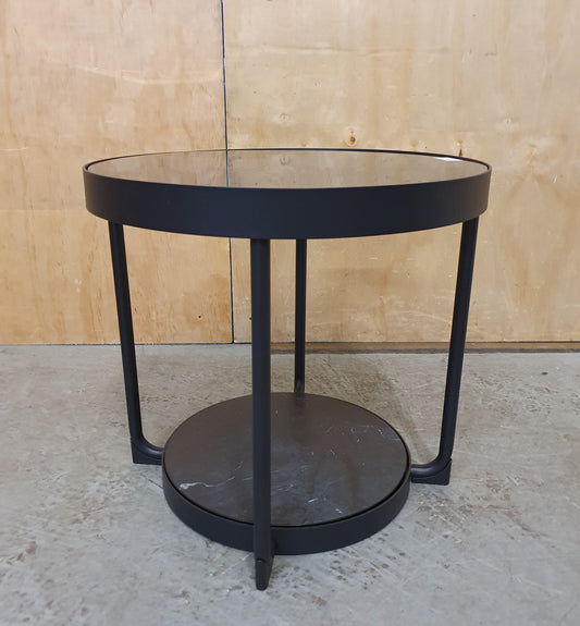 IKEA FROTORP Round 2 Tier Glass and Faux Marble Coffee Table - 104791