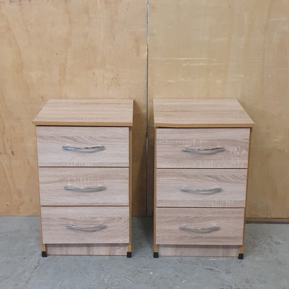 2 Matching Wood 3 Drawer Bedside Cabinets - EL104528 / EL104529