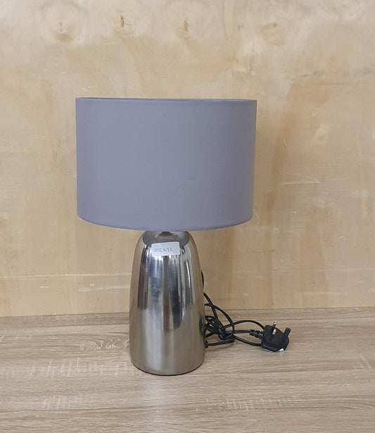 Grey Lamp Shade with Chrome Base - 102672