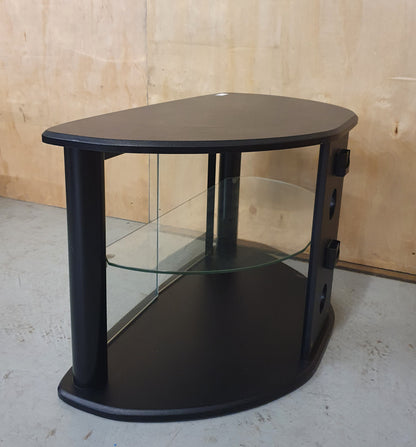 Curved Black Glass Door Cabinet - EL101511