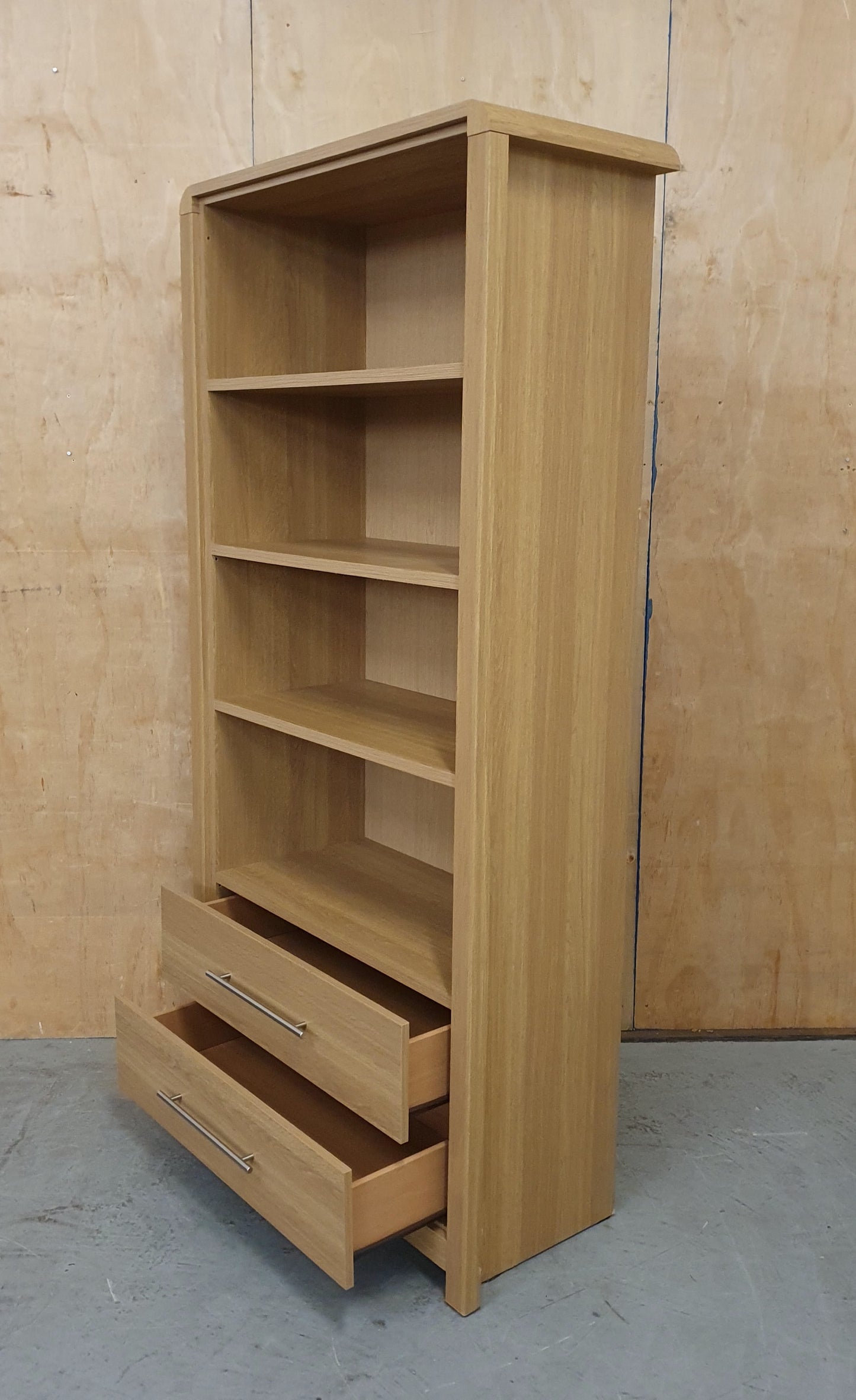 Large Tall Wood Bookcase with 2 Bottom Drawers - EL104912