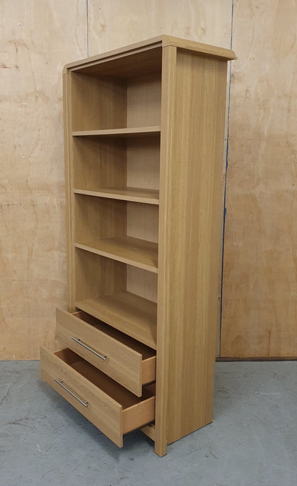 Large Tall Wood Bookcase with 2 Bottom Drawers - EL104912