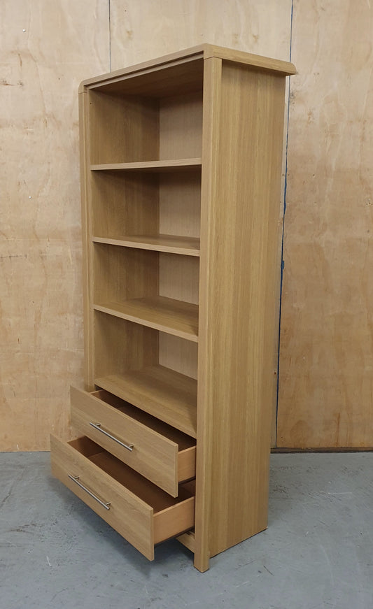 Large Tall Wood Bookcase with 2 Bottom Drawers - EL104912