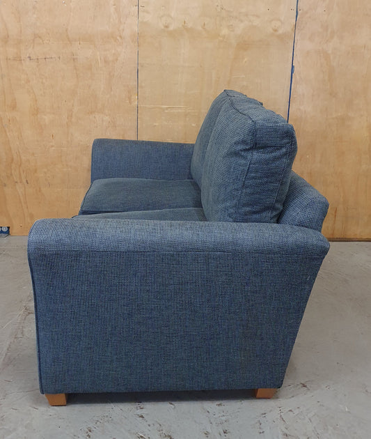 Blue 2 Seater Sofa with Block Wooden Feet - 104801