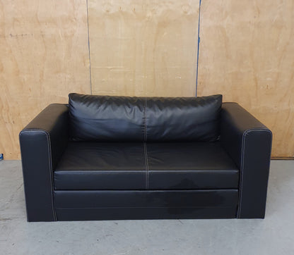 IKEA Black Faux Leather Pull Out Sofa Bed - EL104910