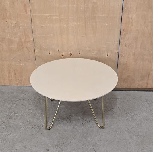Cream Round Top Coffee Table with Gold Legs - EL104753
