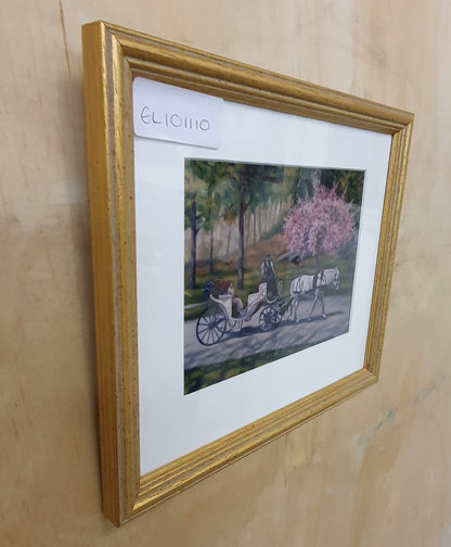 Horse and Carriage Art in Gold Frame - EL101110