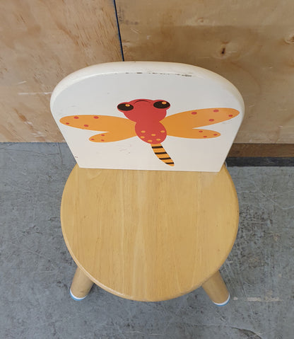 Wood Children's Chair with Dragon Fly Image on Back Rest - 240725-01