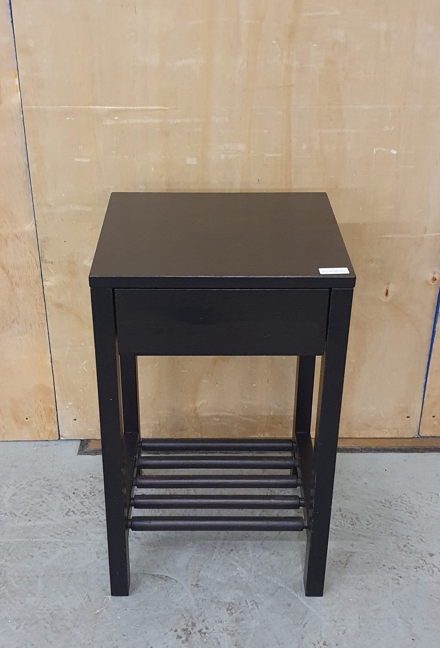 Black Wooden Bedside Cabinet with Drawer and Lower Slatted Section - EL103076