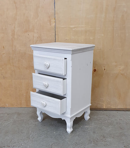 Grey 3 Drawer Bedside Cabinet with Heart Shaped Handles - 104617