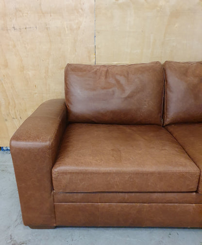 NEXT Brown Soft Leather 2 Seater Sofa Bed - 103909