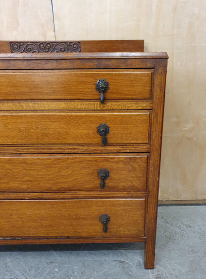 Vintage 4 Drawer Chest of Drawers with Engraved Top Panel - 104810