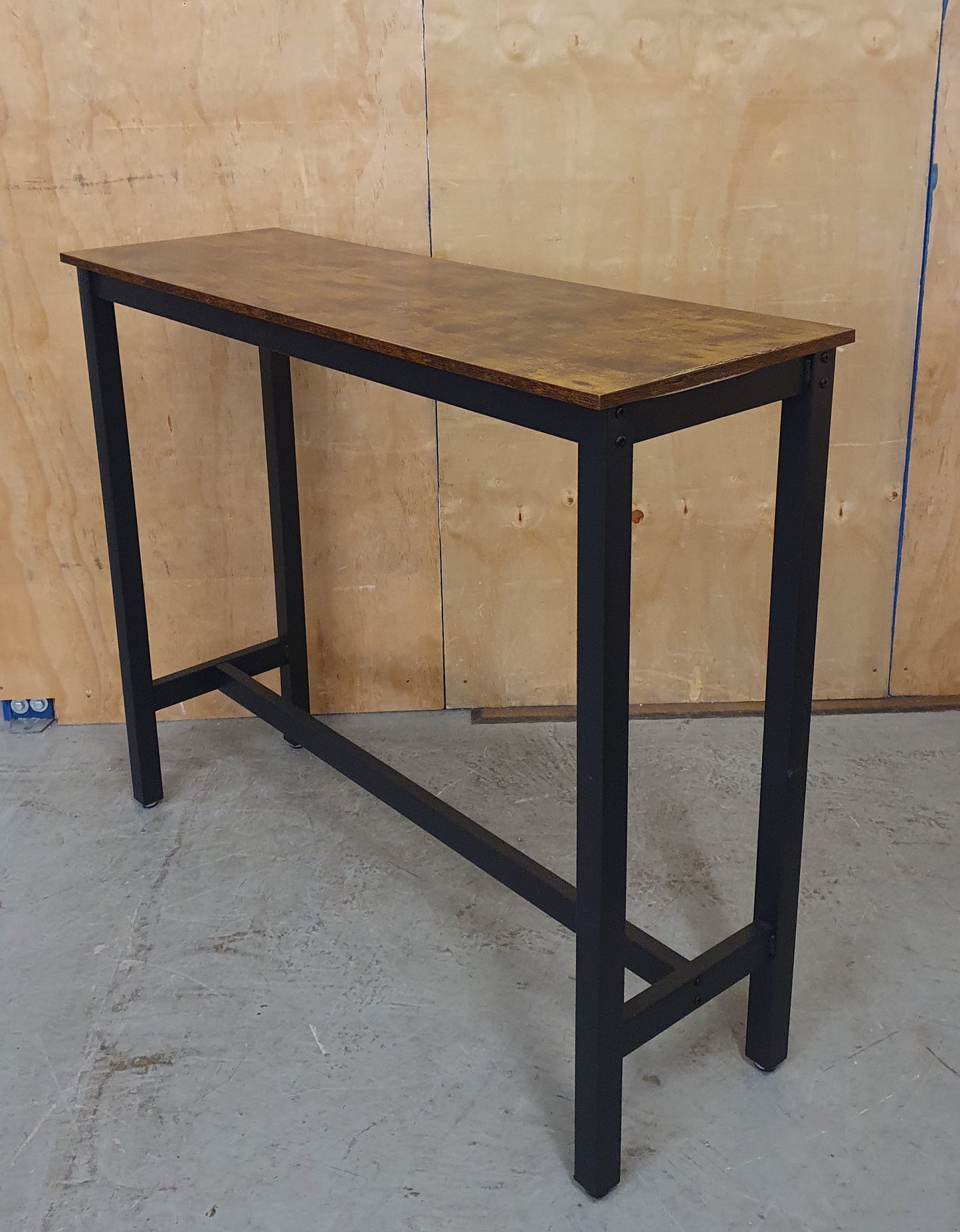 Long Wood Top Bar Table with Black Metal Frame - 104893