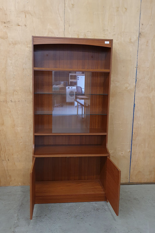 Vintage Glass Display Cabinet with Bottom Cabinet and Glass Shelves - 104463