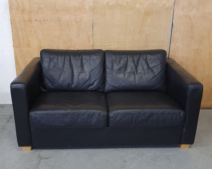 Black Leather 2 seater Sofa - 104108