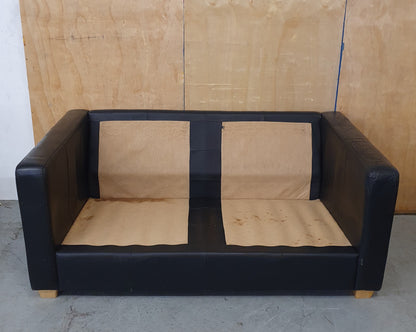 Black Leather 2 seater Sofa - 104108