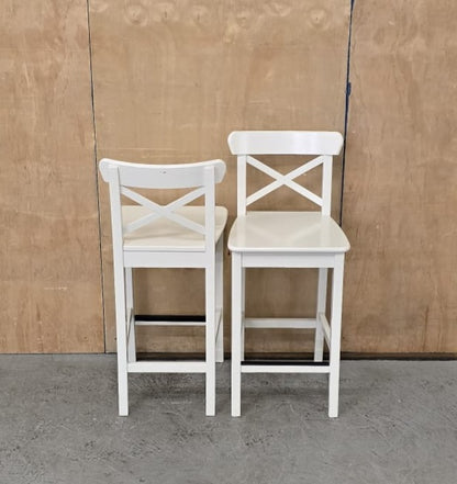 IKEA INGOLF White Wood Bar Stools - 100925-03
