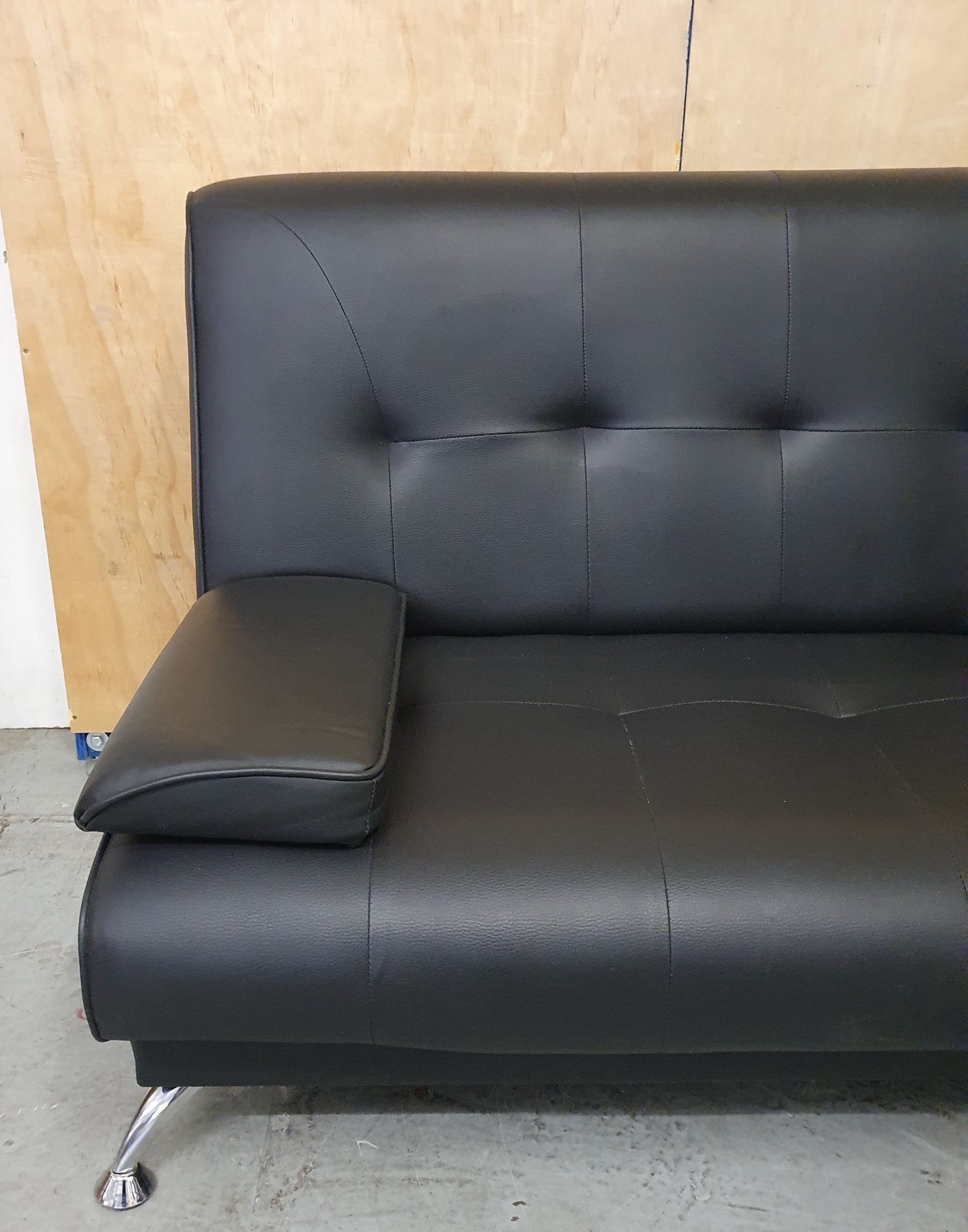 Black Faux Leather Click-Clak Sofa Bed - 104765
