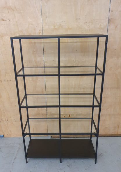 Black Metal Framed Glass Shelving Unit - 102335