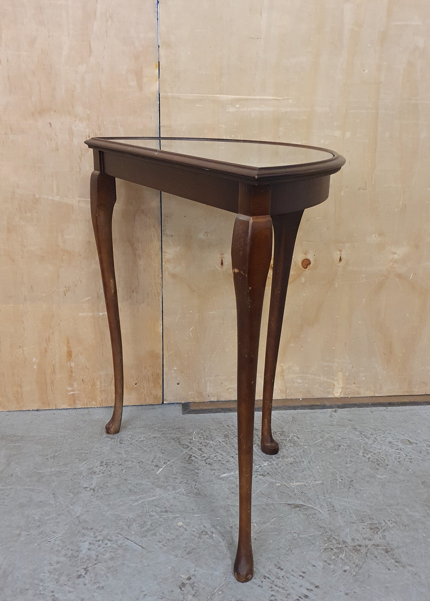 Mahogany Half Moon Glass Top Table with Cabriole Legs - 104900