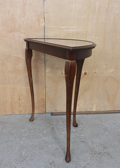 Mahogany Half Moon Glass Top Table with Cabriole Legs - 104900