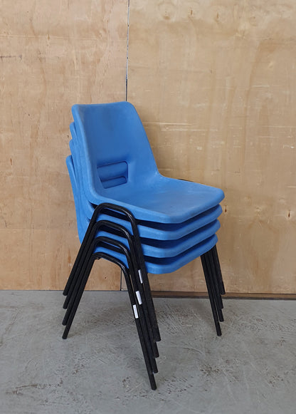 4 Matching Blue Plastic Stackable Chairs with Black Metal Legs - 103963/103964/103965/103966