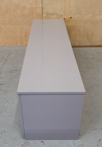 Large Grey High Gloss TV Stand with 2 Doors and Centre Shleving - 104045