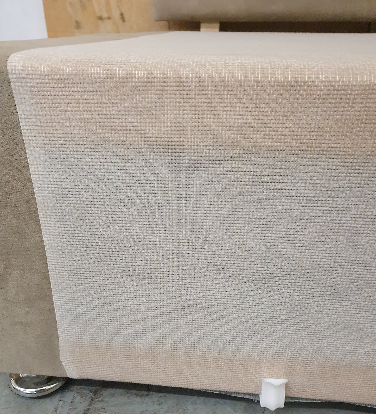 Tan Soft Suede Double Divan Bed Base with Matching Headboard - 103937 / 103944