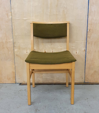 Single Olive Green Fabric Wooden Chair - 140224-06