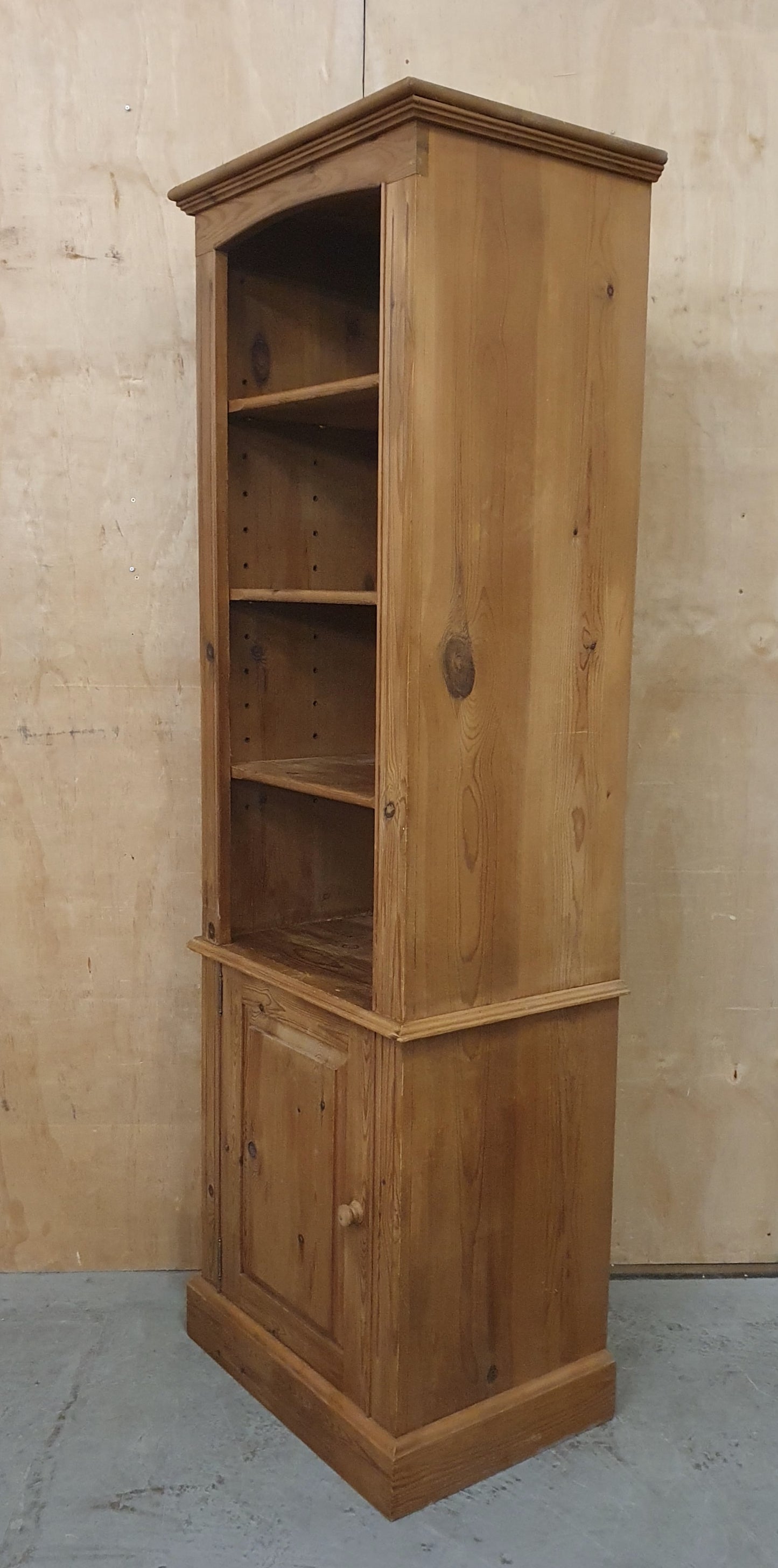 Tall Pine Display Cabinet with 3 Shelves and 1 Bottom Door - 104808