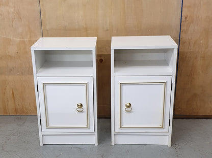 2 Matching White Wood Bedside Cabinets with Gold Trim - EL101459 / EL101460