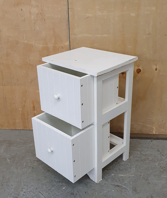 Small White Wood 2 Drawer Cabinet - EL104637