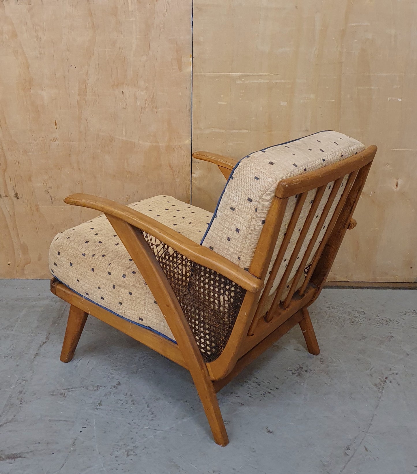 Mid Century Design Low Armchair with Rattan Sides - EL102418