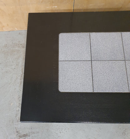 Black Wood Coffee Table with Grey Tiled Middle Area - 104838