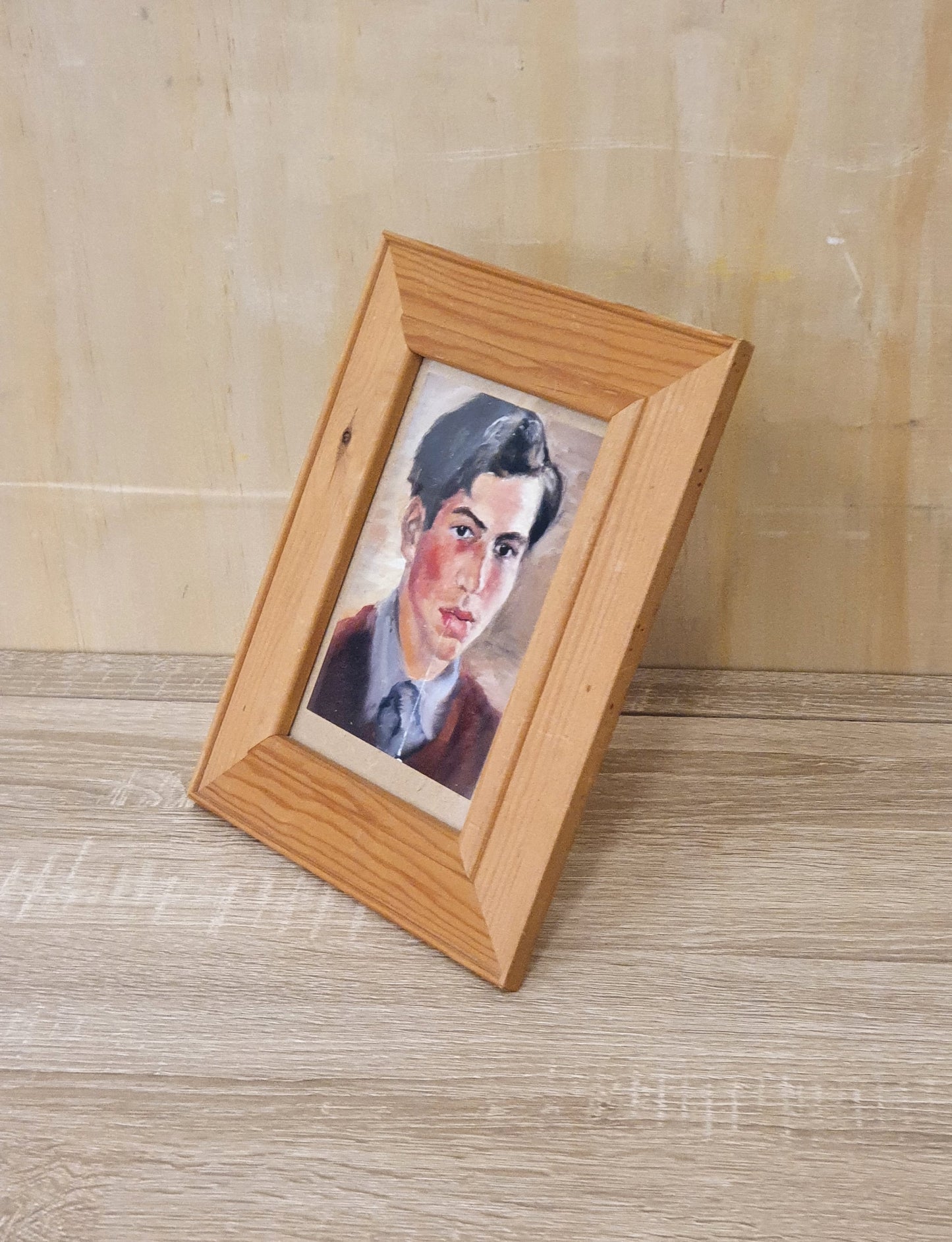 Painted Picture of Boy in Wooden Frame - BB160324-3