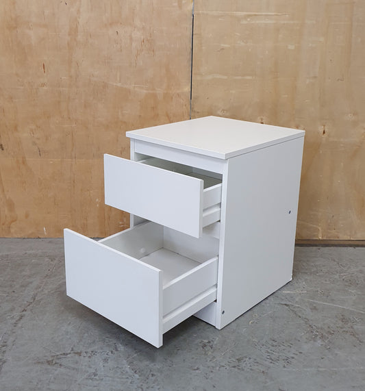 Single White 2 Drawer Bedside Cabinet - EL104650