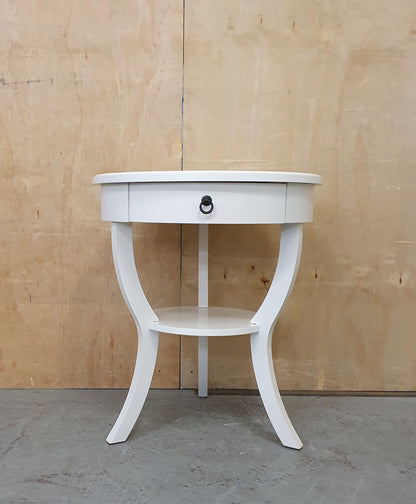 2 Tier Small Round Top 3 Leg Table with Drawer - EL104901