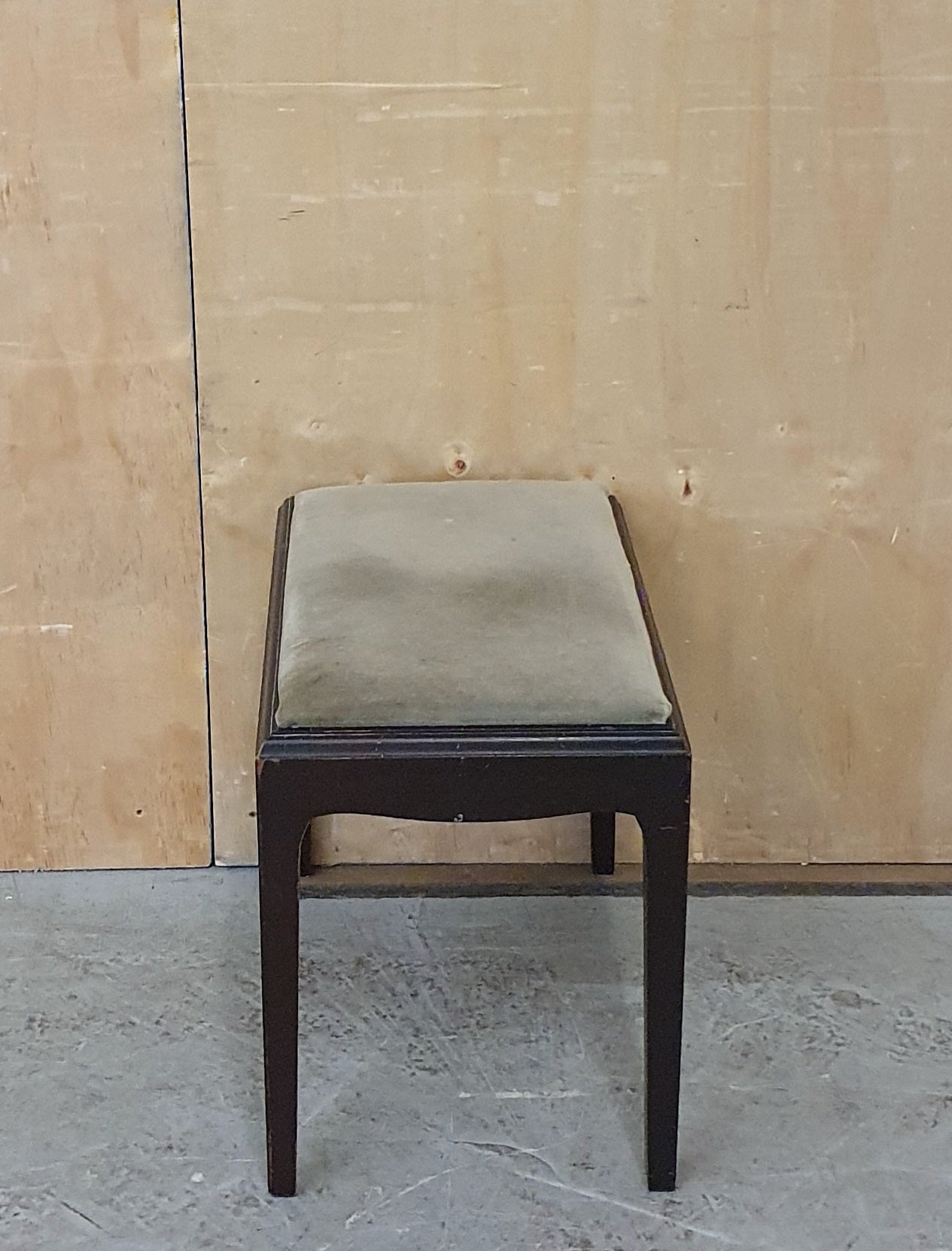Dark Wood Frame Foot Stool with Olive Green Velvet Seat - EL104399