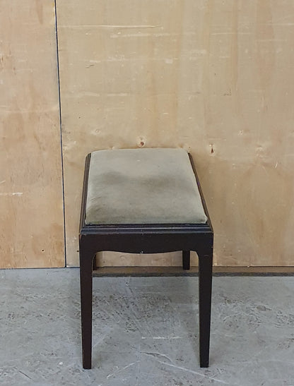 Dark Wood Frame Foot Stool with Olive Green Velvet Seat - EL104399