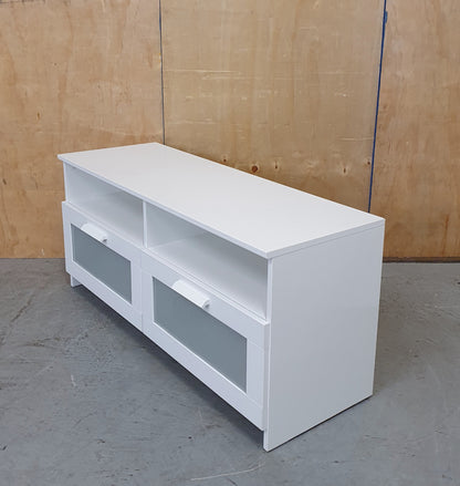 IKEA BRIMNES White TV Stand with 2 Deep Frosted Drawers - EL104907