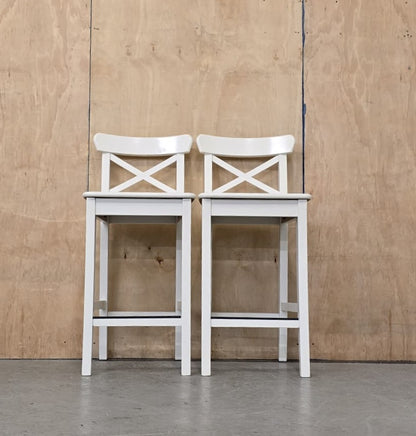 IKEA INGOLF White Wood Bar Stools - 100925-03