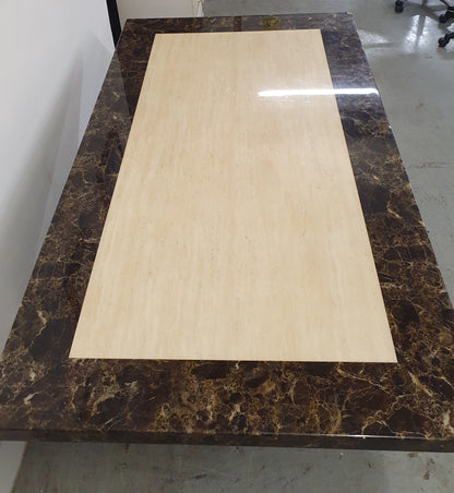 Large Heavy Brown Faux Marble Dining Table - 104429