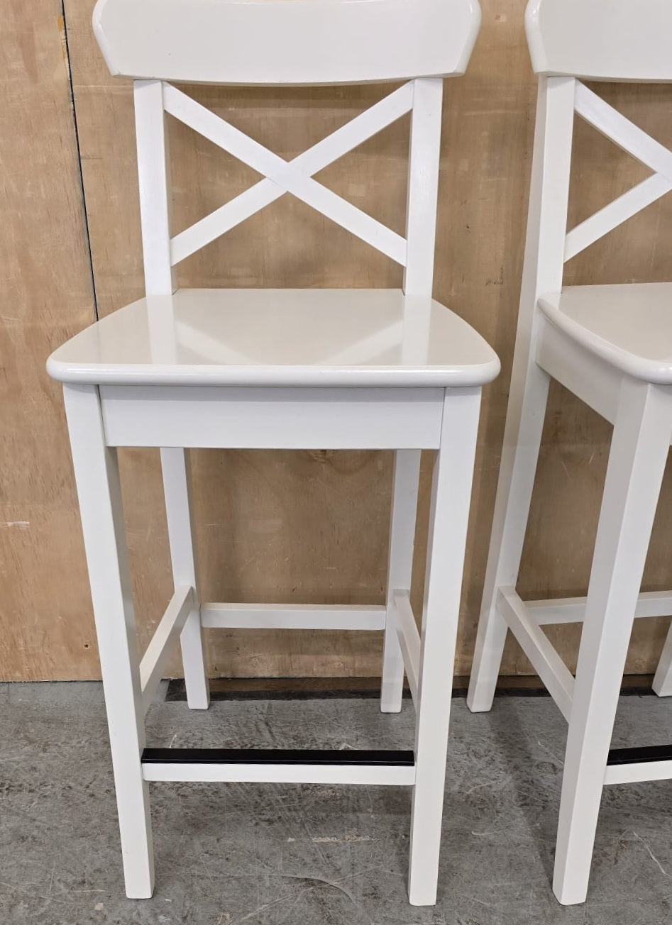 IKEA INGOLF White Wood Bar Stools - 100925-03