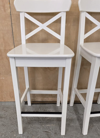 IKEA INGOLF White Wood Bar Stools - 100925-03